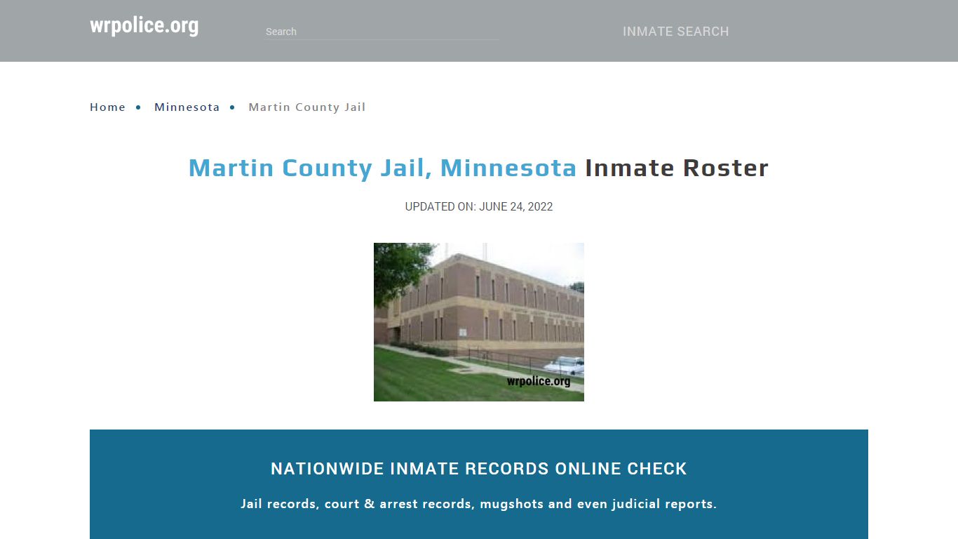 Martin County Jail, Minnesota - Inmate Locator