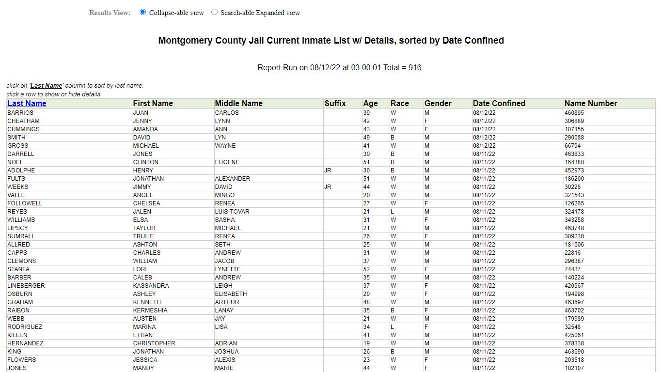 Jail Roster - Montgomery County, Texas